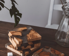 Load image into Gallery viewer, Revolving Glasses + Wood Coaster Set (6 Pieces)